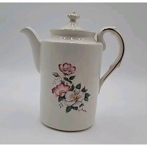 VTG Teapot Dogwood Wild Rose Lid HWE1 House of Webster Gold Trim Ceramic CRACKS